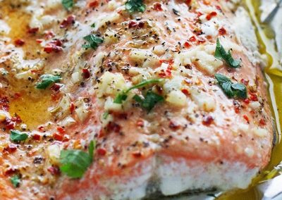 GARLIC BUTTER BAKED SALMON IN FOIL