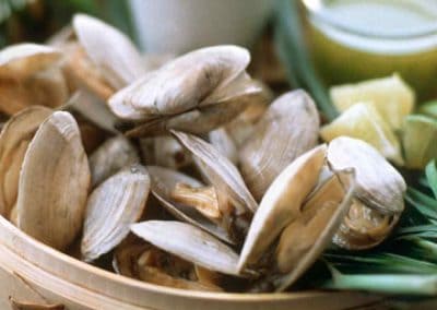 Steamers with Asian Broth and Cilantro Butter